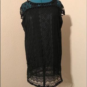 NWOT black lace dress with silky lining